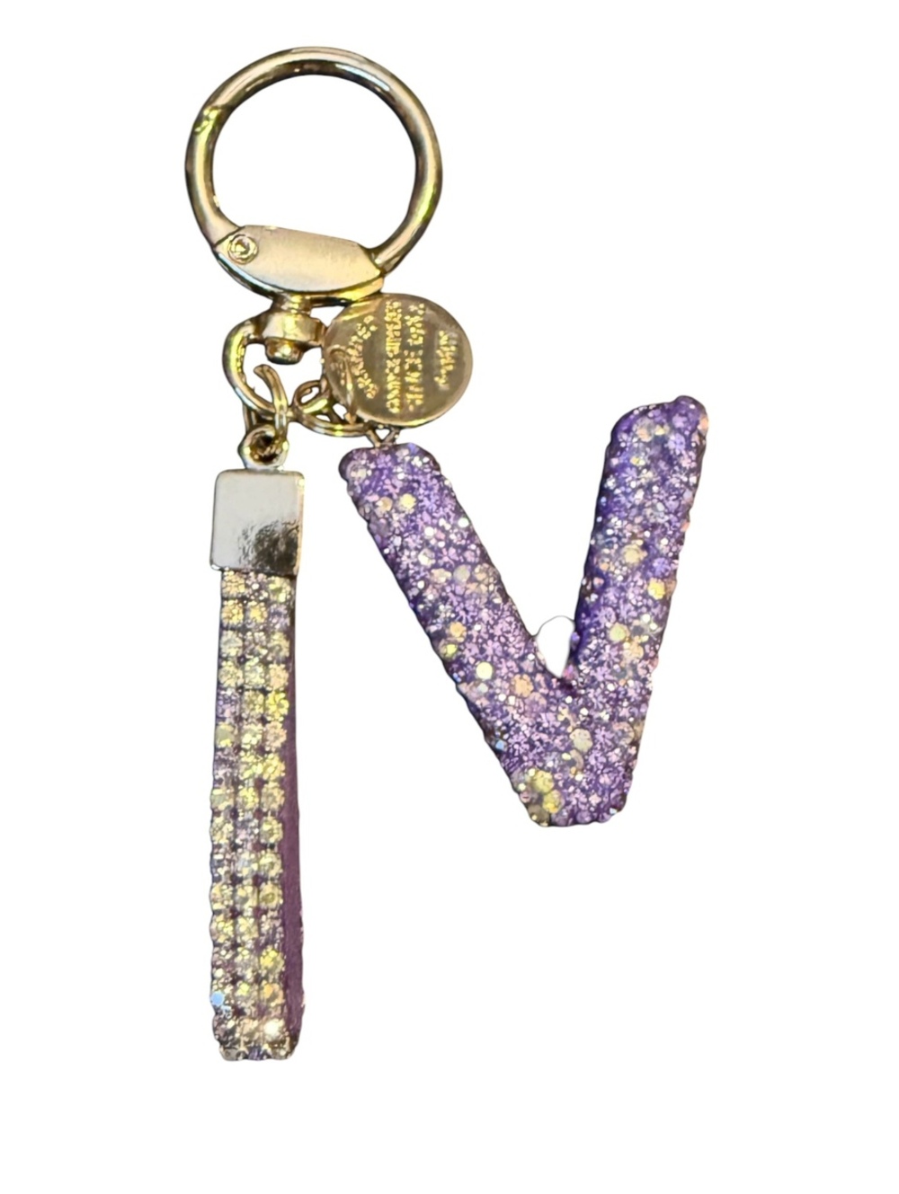 NWT Purple Blingy “V” Keychain